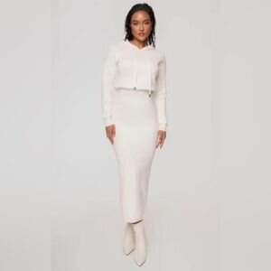 JLUXLABEL Ivory All In One Hoodie Dress